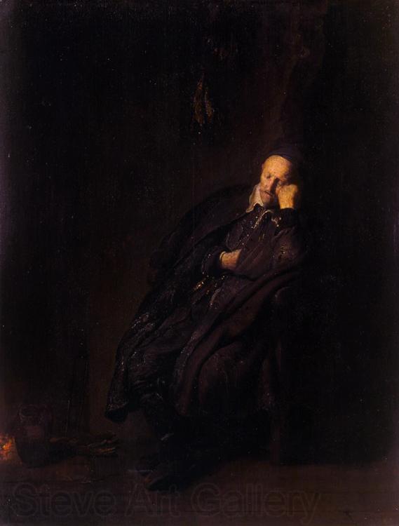 REMBRANDT Harmenszoon van Rijn An old man asleep at the Hearth (mk33) Germany oil painting art